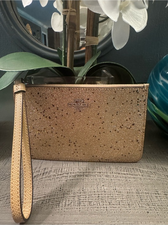 Coach Handbags - NWT Coach Gold Glitter Wristlet Pouch - STUNNING